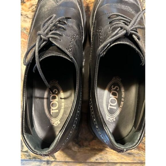 Tod’s Men’s lace up Brogues Derby shoes black size 9 Italian leather EUC sold ou - Picture 10 of 16